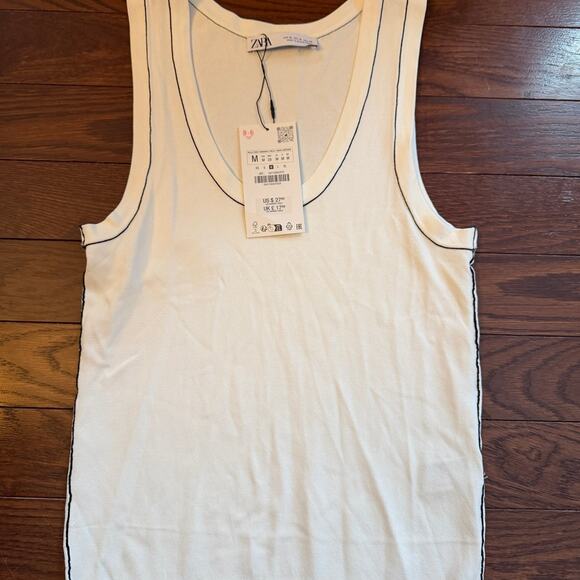 Zara Black & White Tank Top Size Medium New with Tags - Picture 3 of 5